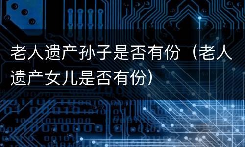 老人遗产孙子是否有份（老人遗产女儿是否有份）