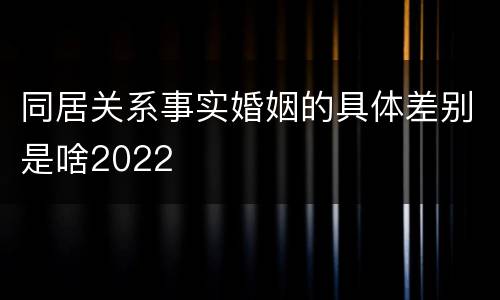 同居关系事实婚姻的具体差别是啥2022