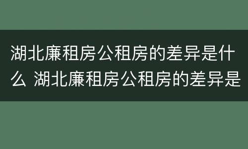 湖北廉租房公租房的差异是什么 湖北廉租房公租房的差异是什么呢