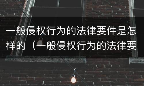 一般侵权行为的法律要件是怎样的（一般侵权行为的法律要件是怎样的形式）