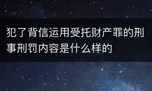 犯了背信运用受托财产罪的刑事刑罚内容是什么样的