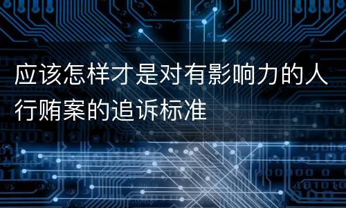 应该怎样才是对有影响力的人行贿案的追诉标准