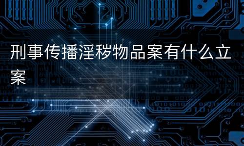 刑事传播淫秽物品案有什么立案