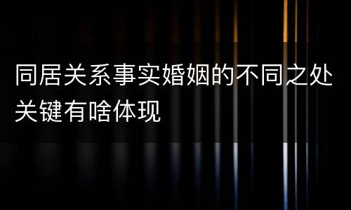 同居关系事实婚姻的不同之处关键有啥体现