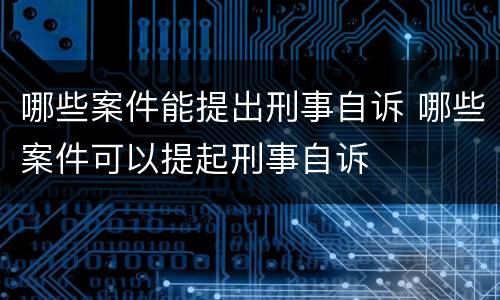 哪些案件能提出刑事自诉 哪些案件可以提起刑事自诉