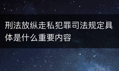 刑法放纵走私犯罪司法规定具体是什么重要内容