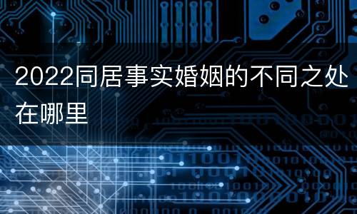 2022同居事实婚姻的不同之处在哪里