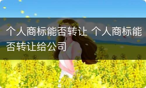 个人商标能否转让 个人商标能否转让给公司