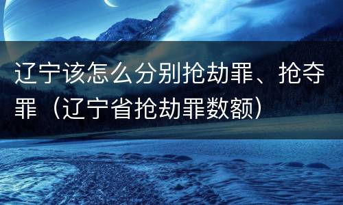 辽宁该怎么分别抢劫罪、抢夺罪（辽宁省抢劫罪数额）