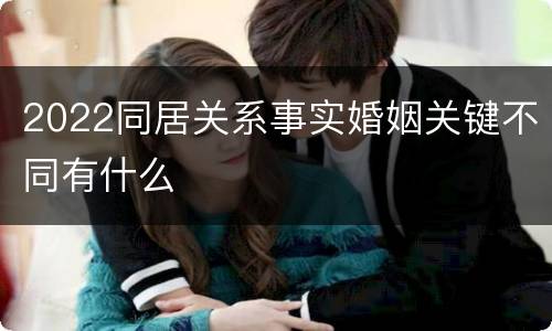 2022同居关系事实婚姻关键不同有什么