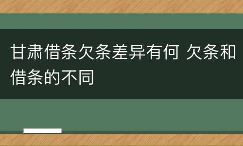 甘肃借条欠条差异有何 欠条和借条的不同
