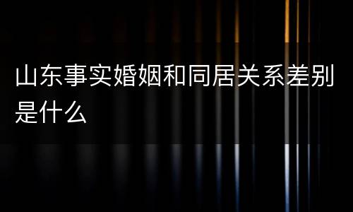 山东事实婚姻和同居关系差别是什么