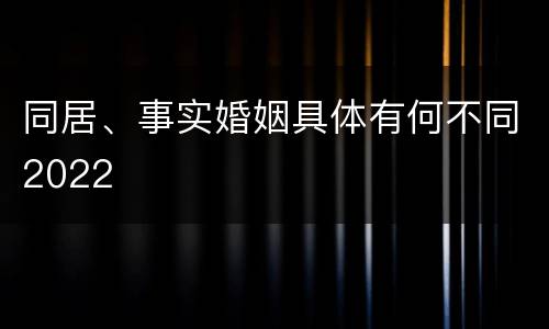 同居、事实婚姻具体有何不同2022