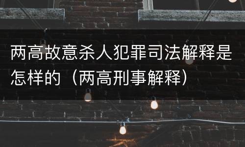 两高故意杀人犯罪司法解释是怎样的（两高刑事解释）