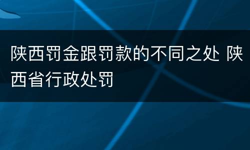 陕西罚金跟罚款的不同之处 陕西省行政处罚