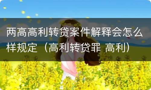 两高高利转贷案件解释会怎么样规定（高利转贷罪 高利）