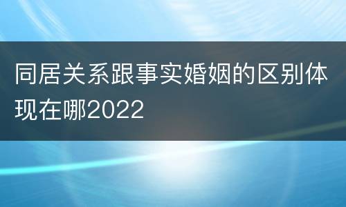 同居关系跟事实婚姻的区别体现在哪2022