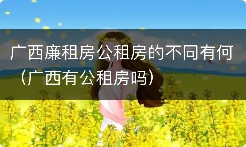 广西廉租房公租房的不同有何（广西有公租房吗）