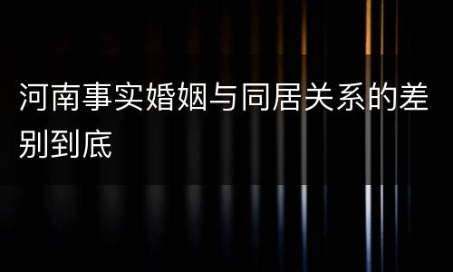 河南事实婚姻与同居关系的差别到底