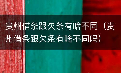 贵州借条跟欠条有啥不同（贵州借条跟欠条有啥不同吗）