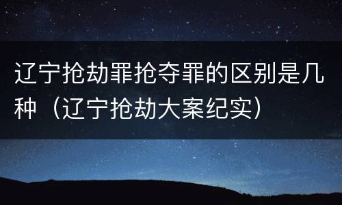 辽宁抢劫罪抢夺罪的区别是几种（辽宁抢劫大案纪实）