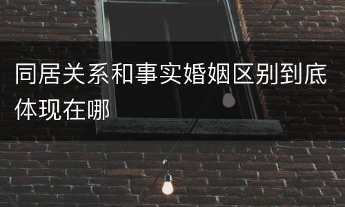 同居关系和事实婚姻区别到底体现在哪