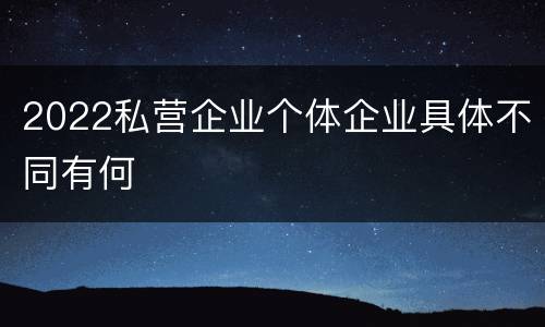 2022私营企业个体企业具体不同有何