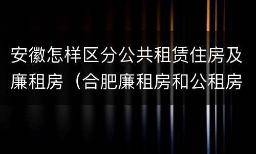 安徽怎样区分公共租赁住房及廉租房（合肥廉租房和公租房的区别）