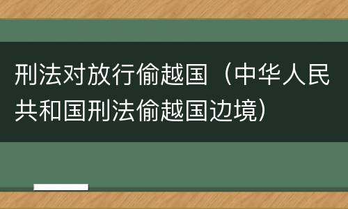 刑法对放行偷越国（中华人民共和国刑法偷越国边境）