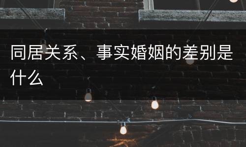 同居关系、事实婚姻的差别是什么