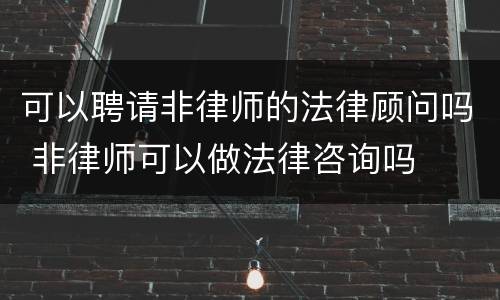 可以聘请非律师的法律顾问吗 非律师可以做法律咨询吗
