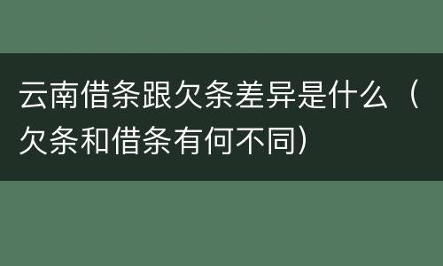 云南借条跟欠条差异是什么（欠条和借条有何不同）