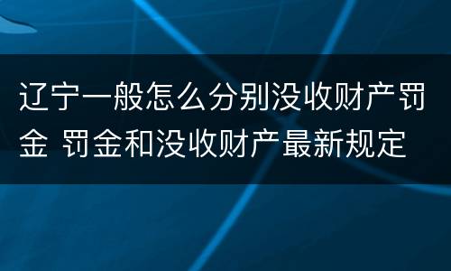 辽宁一般怎么分别没收财产罚金 罚金和没收财产最新规定