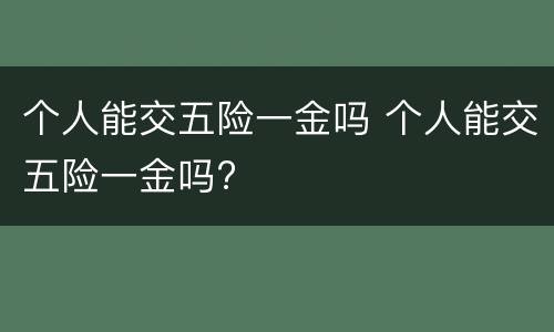 个人能交五险一金吗 个人能交五险一金吗?