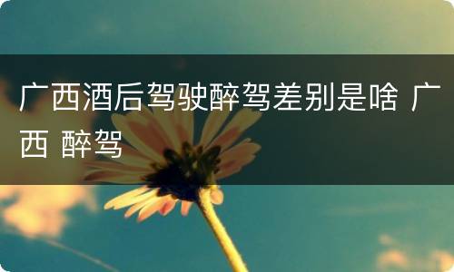 广西酒后驾驶醉驾差别是啥 广西 醉驾