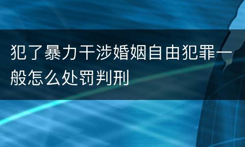 犯了暴力干涉婚姻自由犯罪一般怎么处罚判刑
