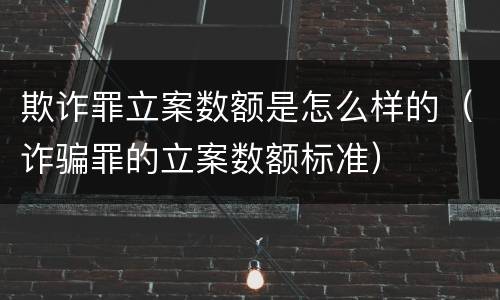 欺诈罪立案数额是怎么样的（诈骗罪的立案数额标准）