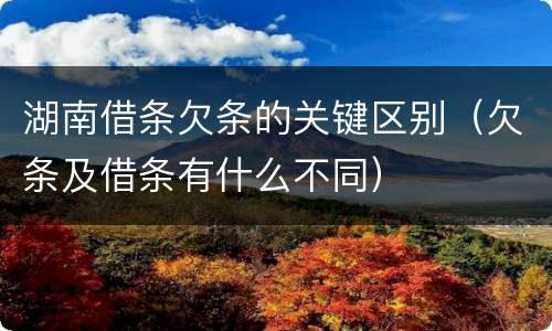 湖南借条欠条的关键区别（欠条及借条有什么不同）