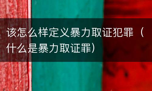 该怎么样定义暴力取证犯罪（什么是暴力取证罪）
