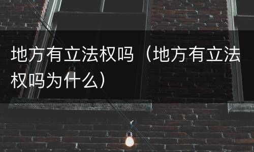 地方有立法权吗（地方有立法权吗为什么）