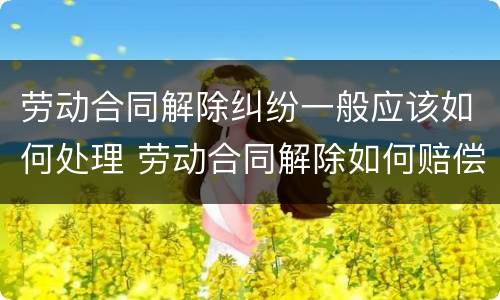 劳动合同解除纠纷一般应该如何处理 劳动合同解除如何赔偿