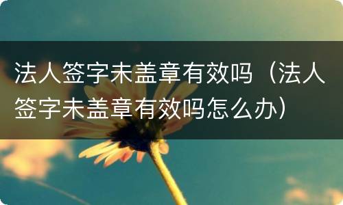 法人签字未盖章有效吗（法人签字未盖章有效吗怎么办）