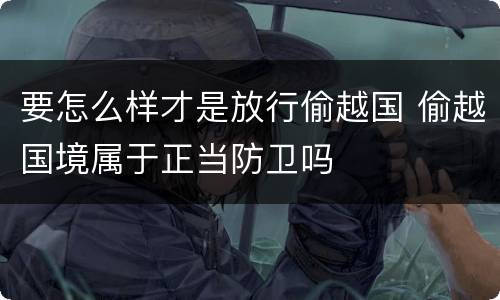 要怎么样才是放行偷越国 偷越国境属于正当防卫吗