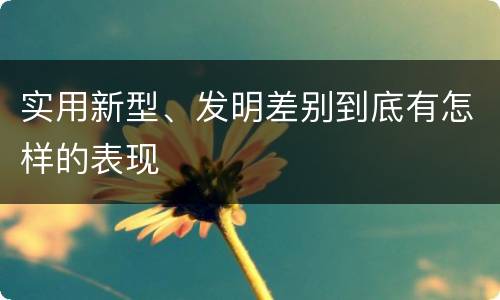 实用新型、发明差别到底有怎样的表现