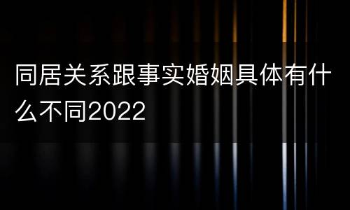 同居关系跟事实婚姻具体有什么不同2022