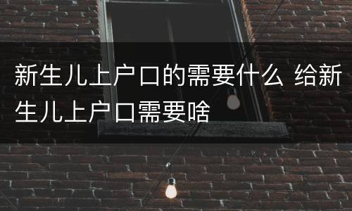新生儿上户口的需要什么 给新生儿上户口需要啥