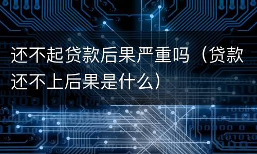 还不起贷款后果严重吗（贷款还不上后果是什么）