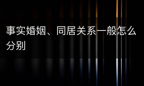 事实婚姻、同居关系一般怎么分别