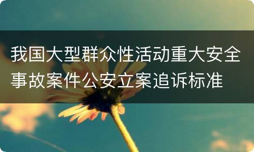 我国大型群众性活动重大安全事故案件公安立案追诉标准