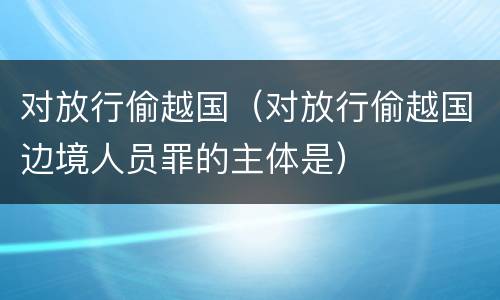 对放行偷越国（对放行偷越国边境人员罪的主体是）